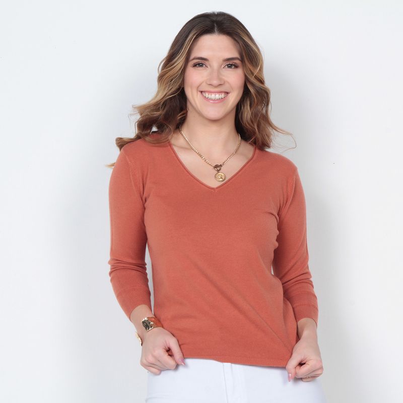 WADOS - SWEATER MANGA 3/4 SOLIDO ESCOTE V