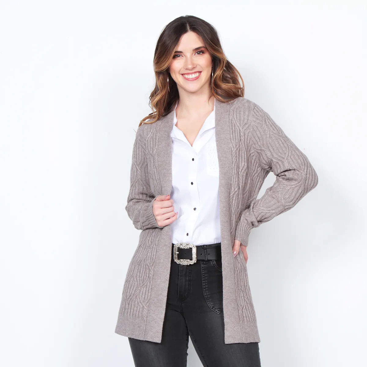 WADOS - CHALECO MANGA LARGA CON PUNTO TRENZADO