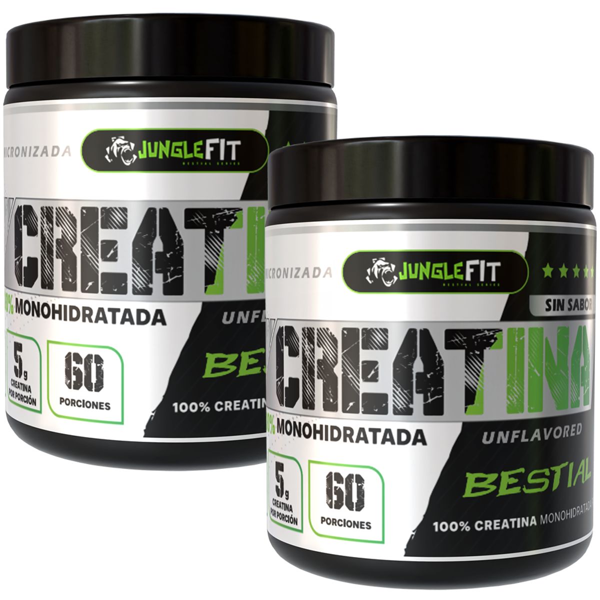 NUTRIVITAL - 2 Creatinas Monohidratadas 300g x 2 Junglefit (600gr total)