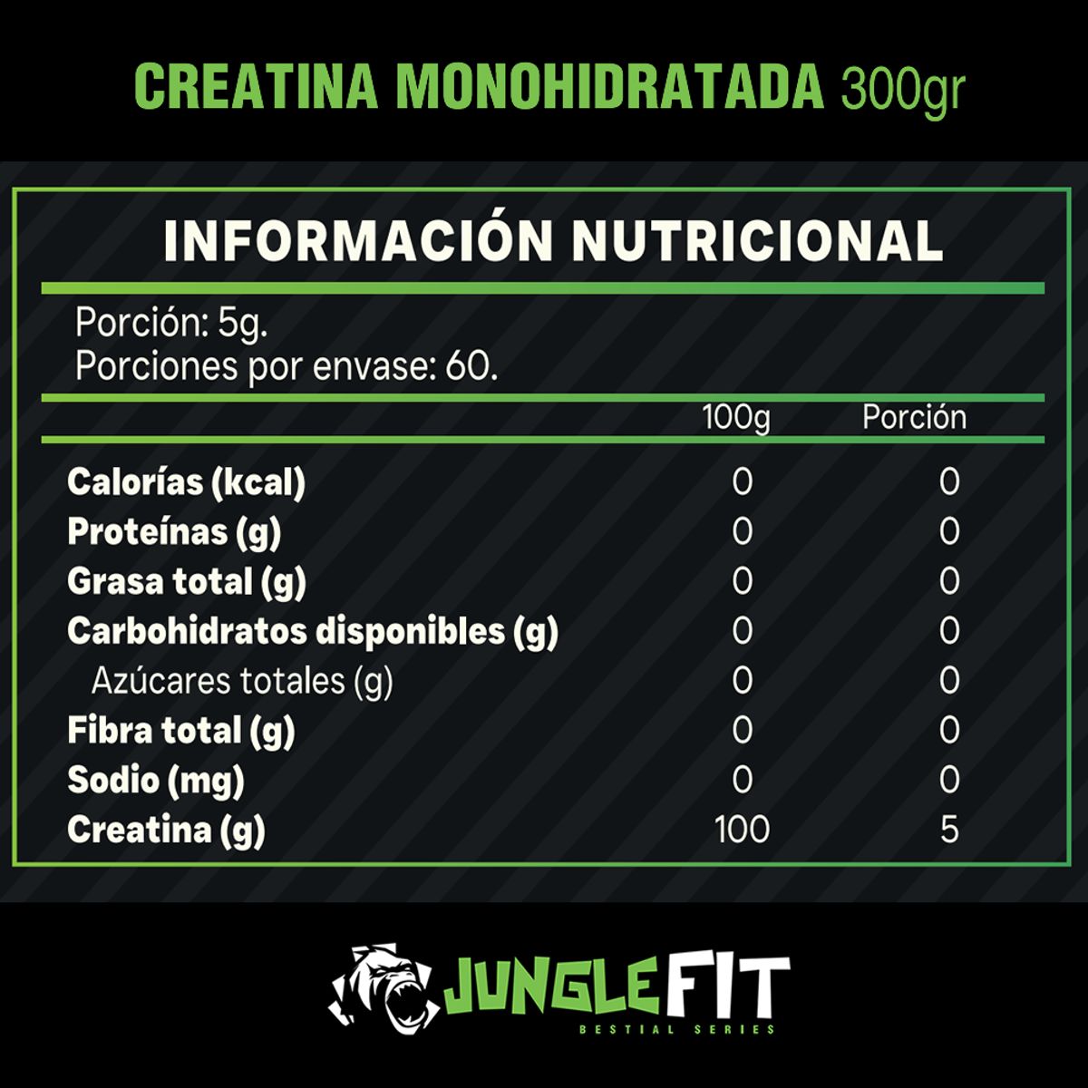 NUTRIVITAL - 2 Creatinas Monohidratadas 300g x 2 Junglefit (600gr total)
