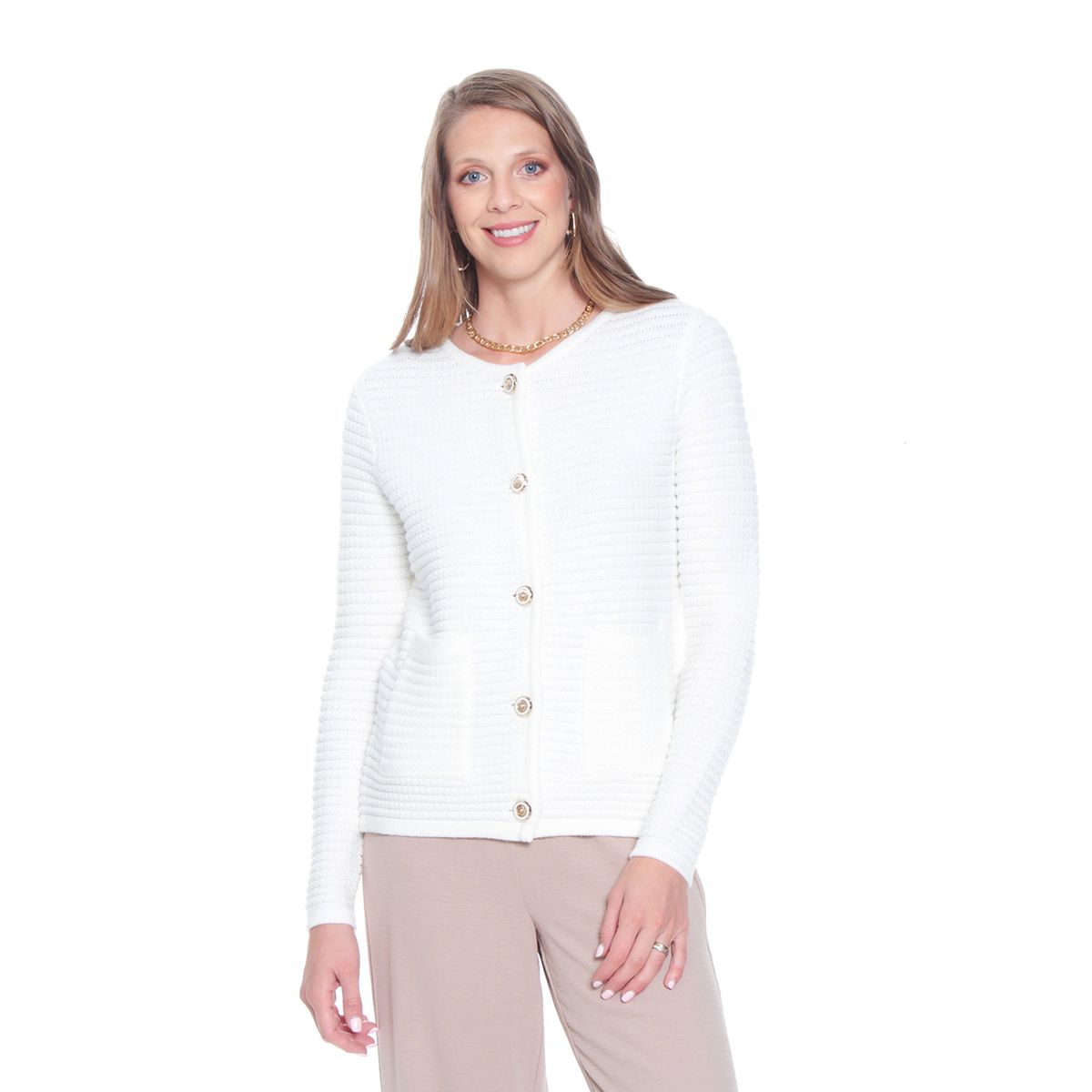 WADOS - CHALECO CHANEL MANGA LARGA CON BOLSILLO ESCOTE REDONDO