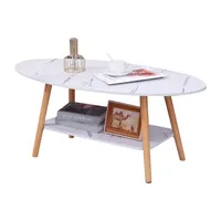 Mesa de Centro Elegante para Sala con Efecto Mármol - Blanco