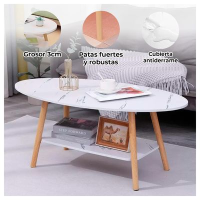 Imagen 2 del producto Mesa de Centro Elegante para Sala con Efecto Mármol - Blanco