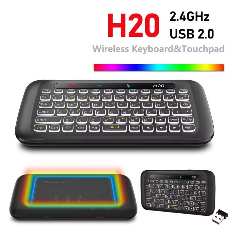 CORRERREY - Miniteclado inalámbrico 2,4 Ghz, retroiluminación Touchpad Air Mouse
