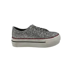 HERIEL - Zapatilla Plateada Glitter Mujer