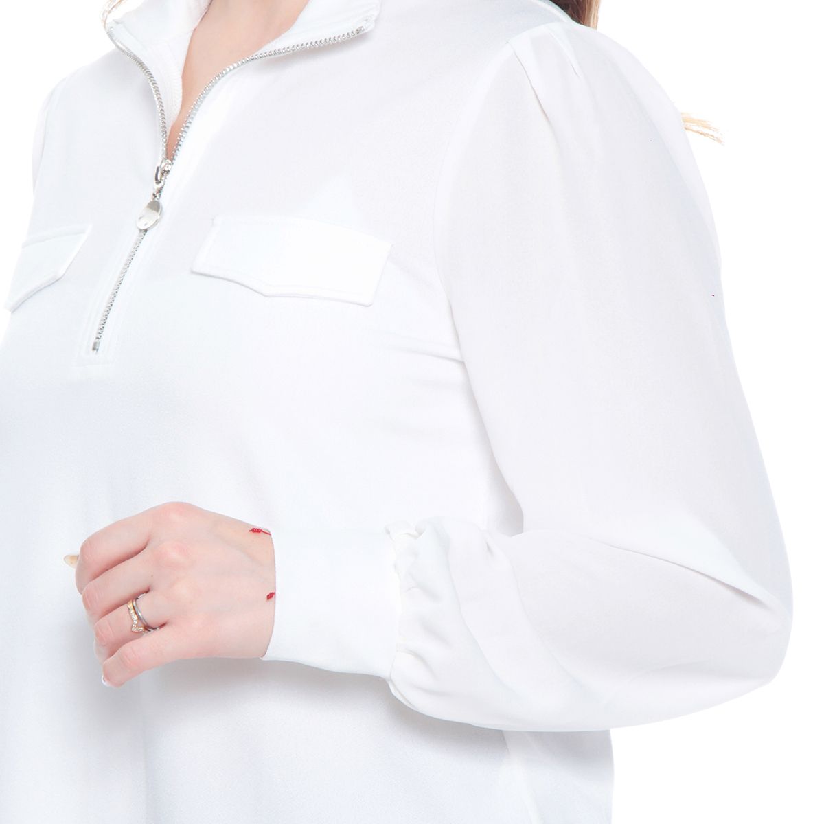 WADOS - BLUSA MANGA LARGA SOLIDA SCOTE V CON CIERRE EN BOLSILLOS