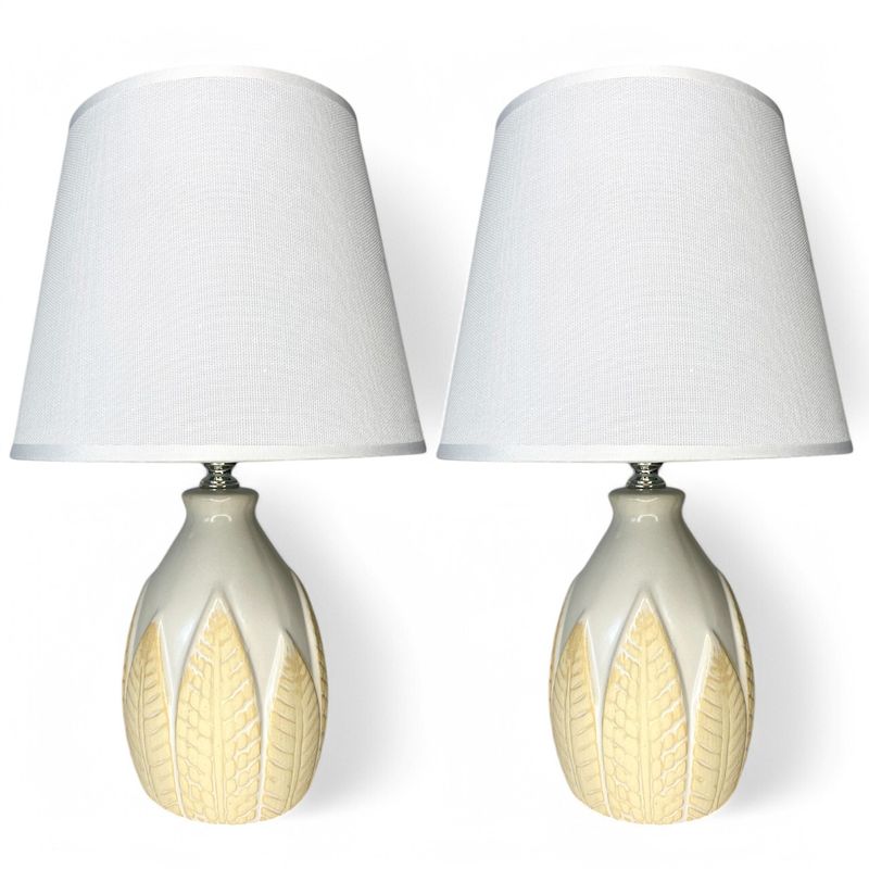 GENERICO - Pack X2 Lámparas Velador Con Pantalla Decoración Dormitorios Ceramica