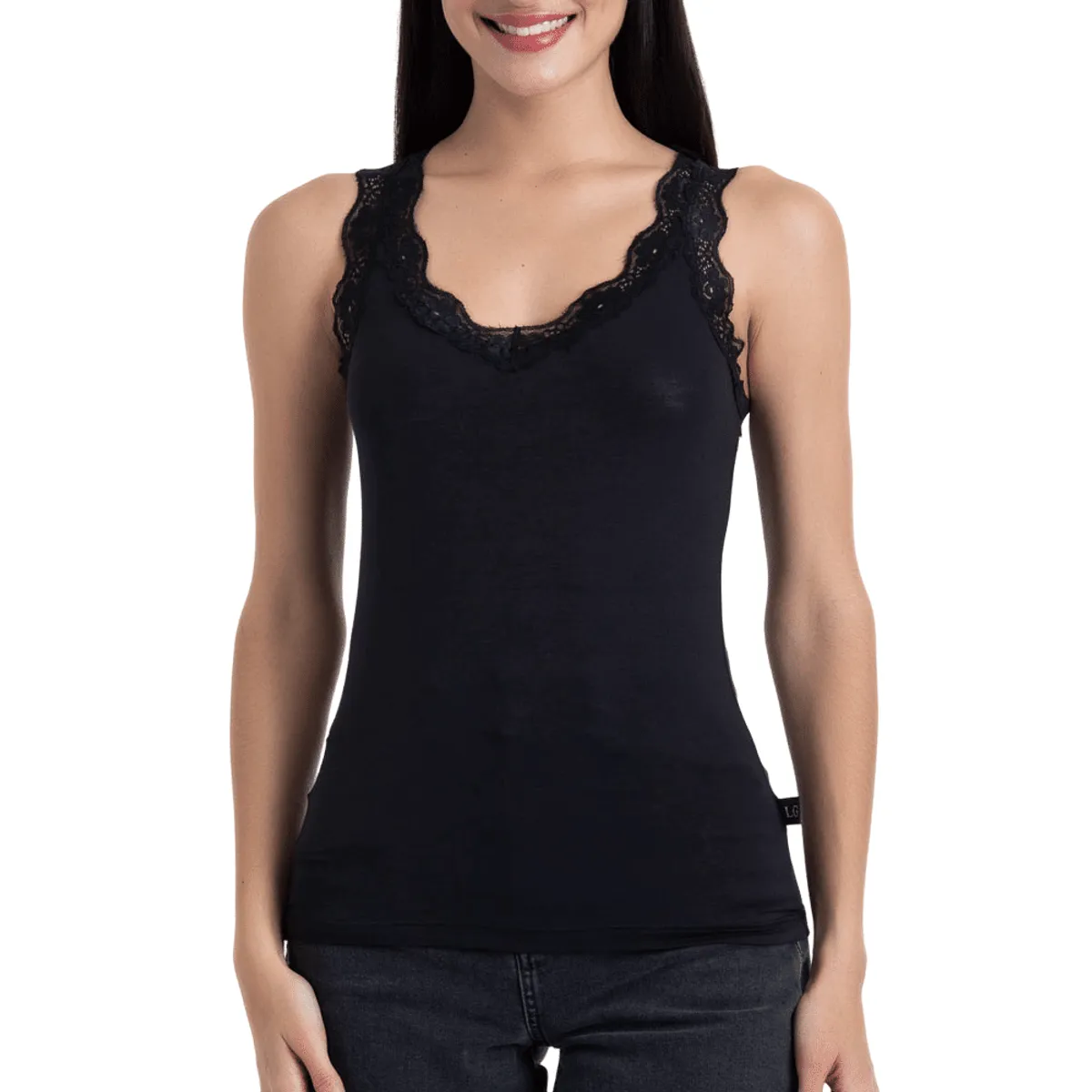 LADY GENNY - Camiseta Sin Mangas Bamboo Encaje