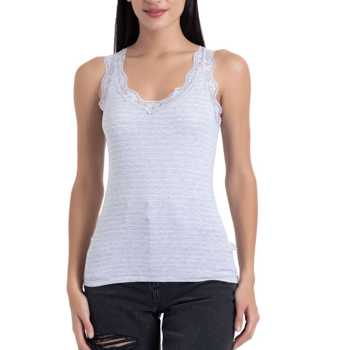 LADY GENNY - Camiseta Sin Mangas Bamboo Encaje