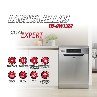 Imagen 2 del producto Lavavajillas 13 cubiertos inox silver TH-DW13Ci