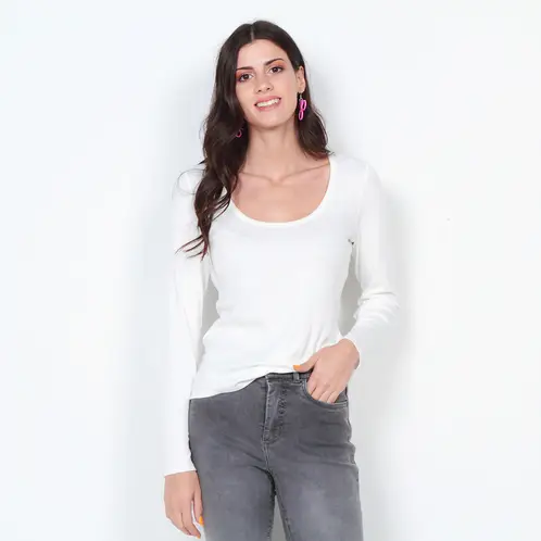 WADOS - POLERA MANGA LARGA SOLIDA ESCOTE REDONDO
