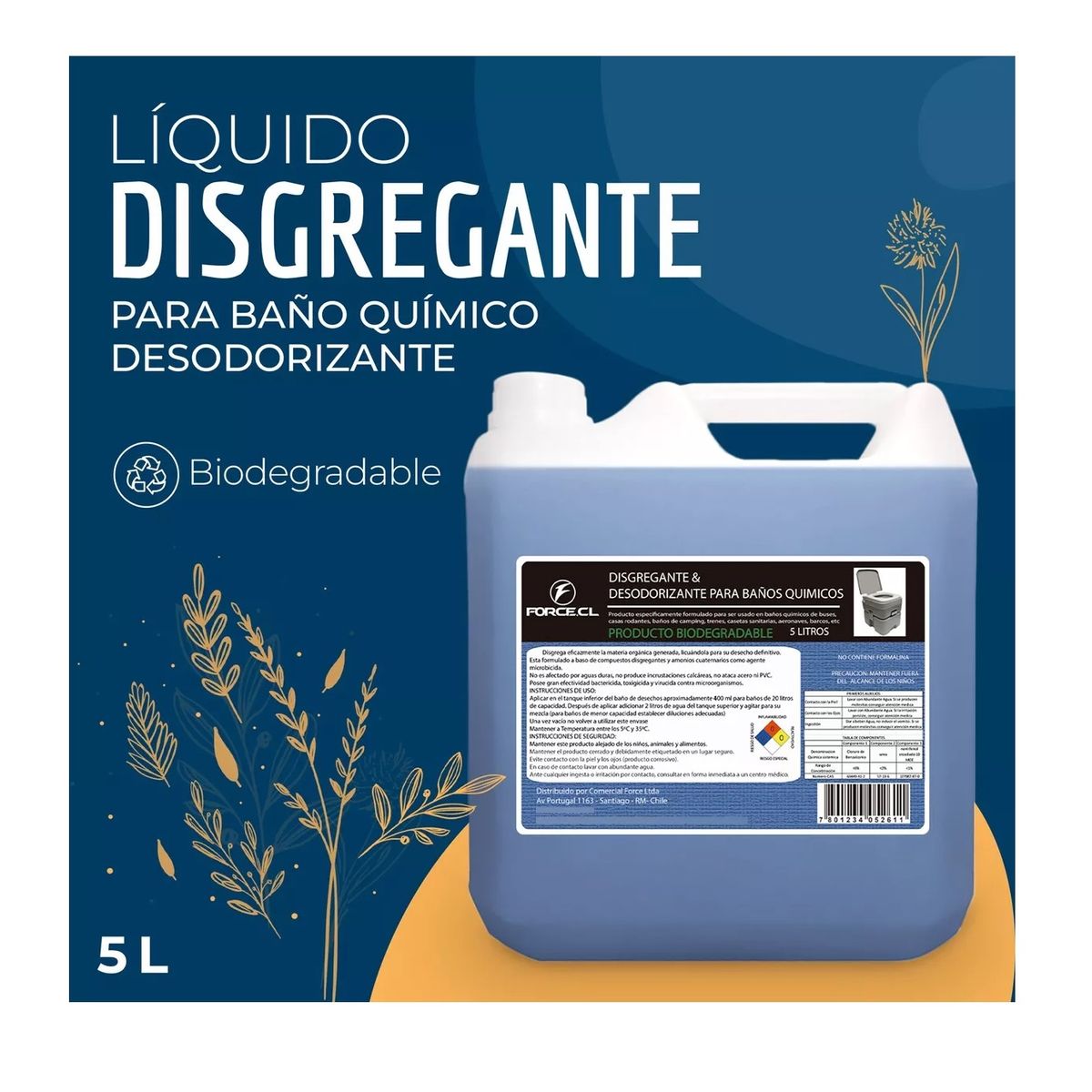 GENERICO - Disgregante Liquido Para Baño Químico Desodorizante 5lt-02