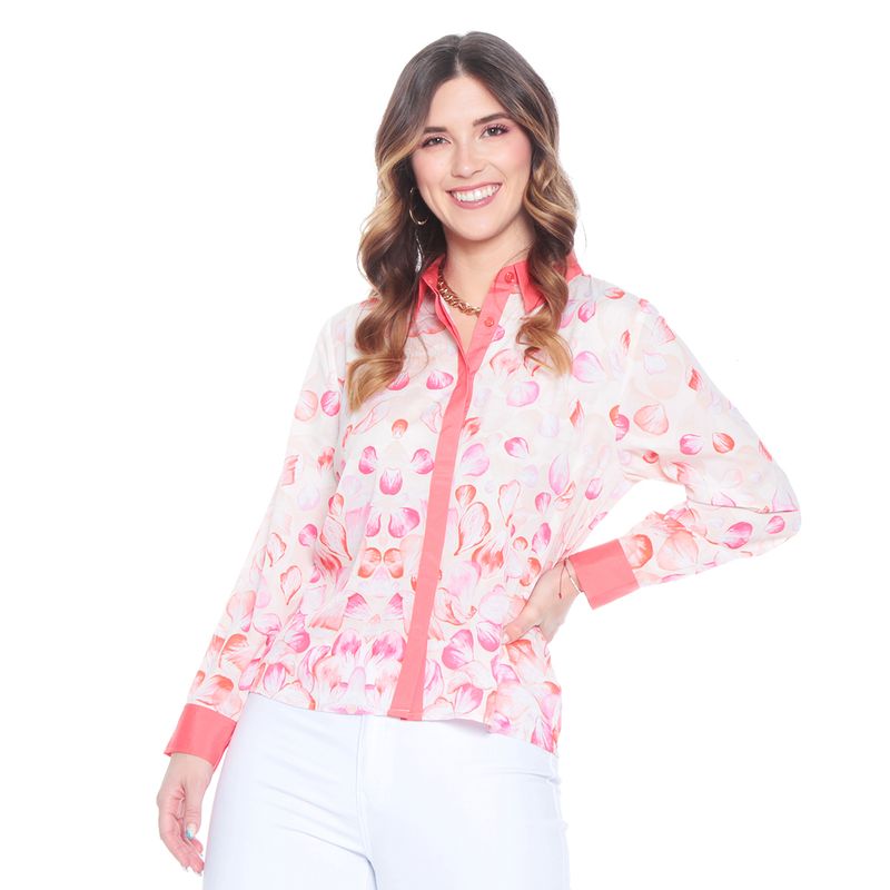 WADOS - BLUSA MANGA LARGA ESTAMAPADA ABOTONADA EN DELANTERO