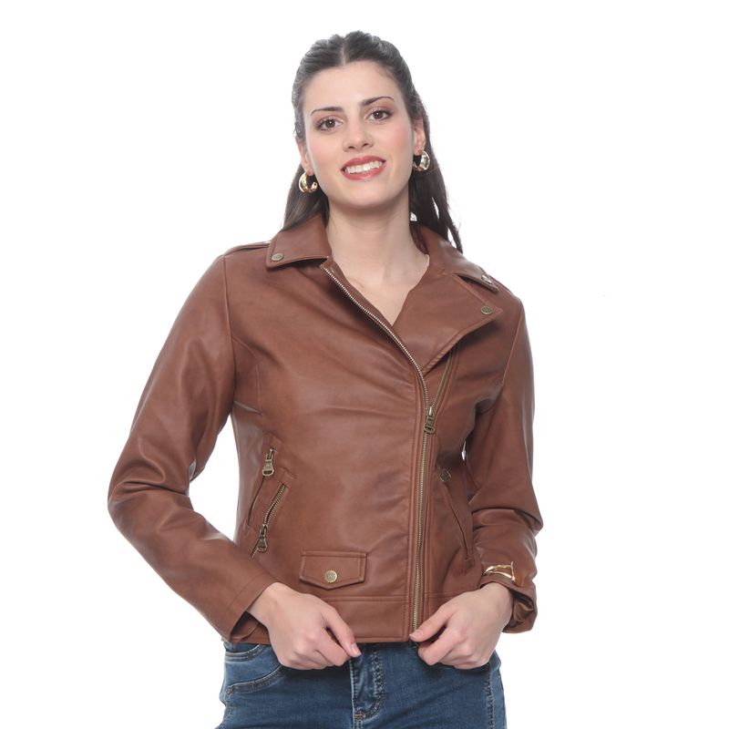 WADOS - CHAQUETA MANGA LARGA CUERO ECOLOGICO CON CIERRES