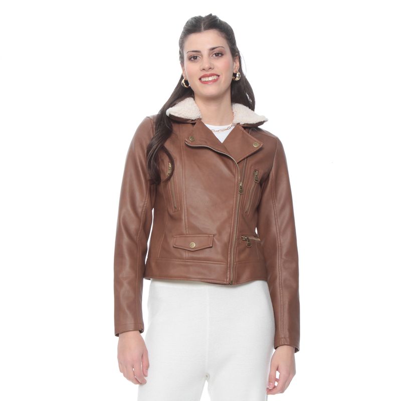 WADOS - CHAQUETA MANGA LARGA CUERO ECOLOGICO CUELLO DESMONTABLE DE CHIPORRO