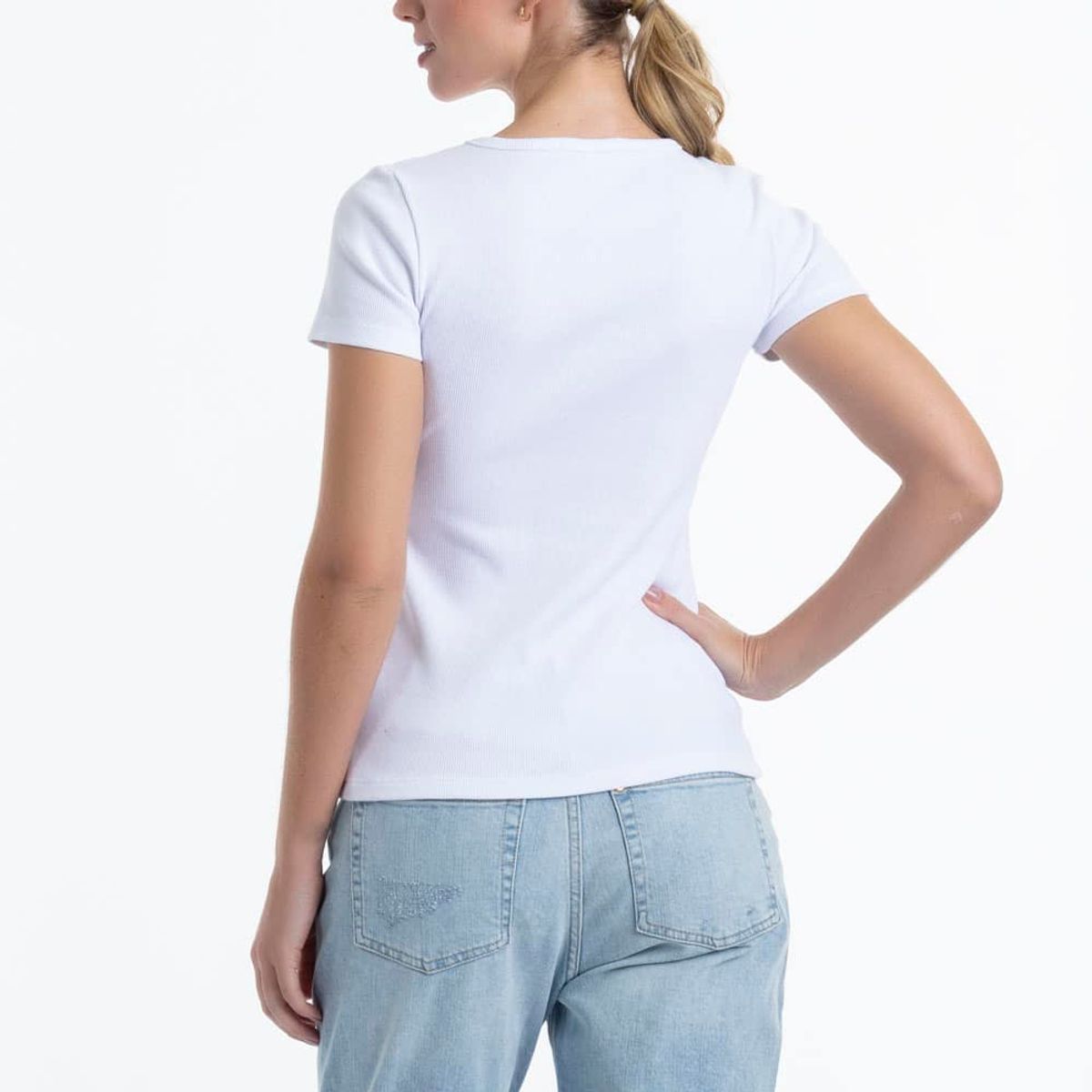LADY GENNY - Camiseta Cotton Rib Manga Corta