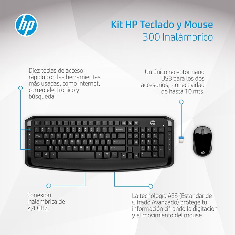 HP - HP WL Keyboard and Mouse 300 LTNA