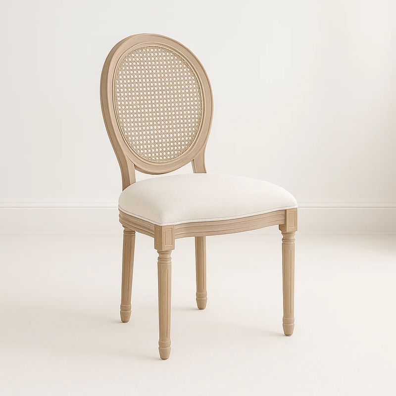 KLIK - Silla de Comedor Madera Acolchada Luis XV - Blanco