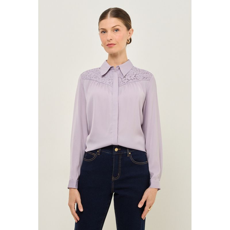 MA GRIFFE - Blusa Manga Larga Lila Medio Mujer Magriffe