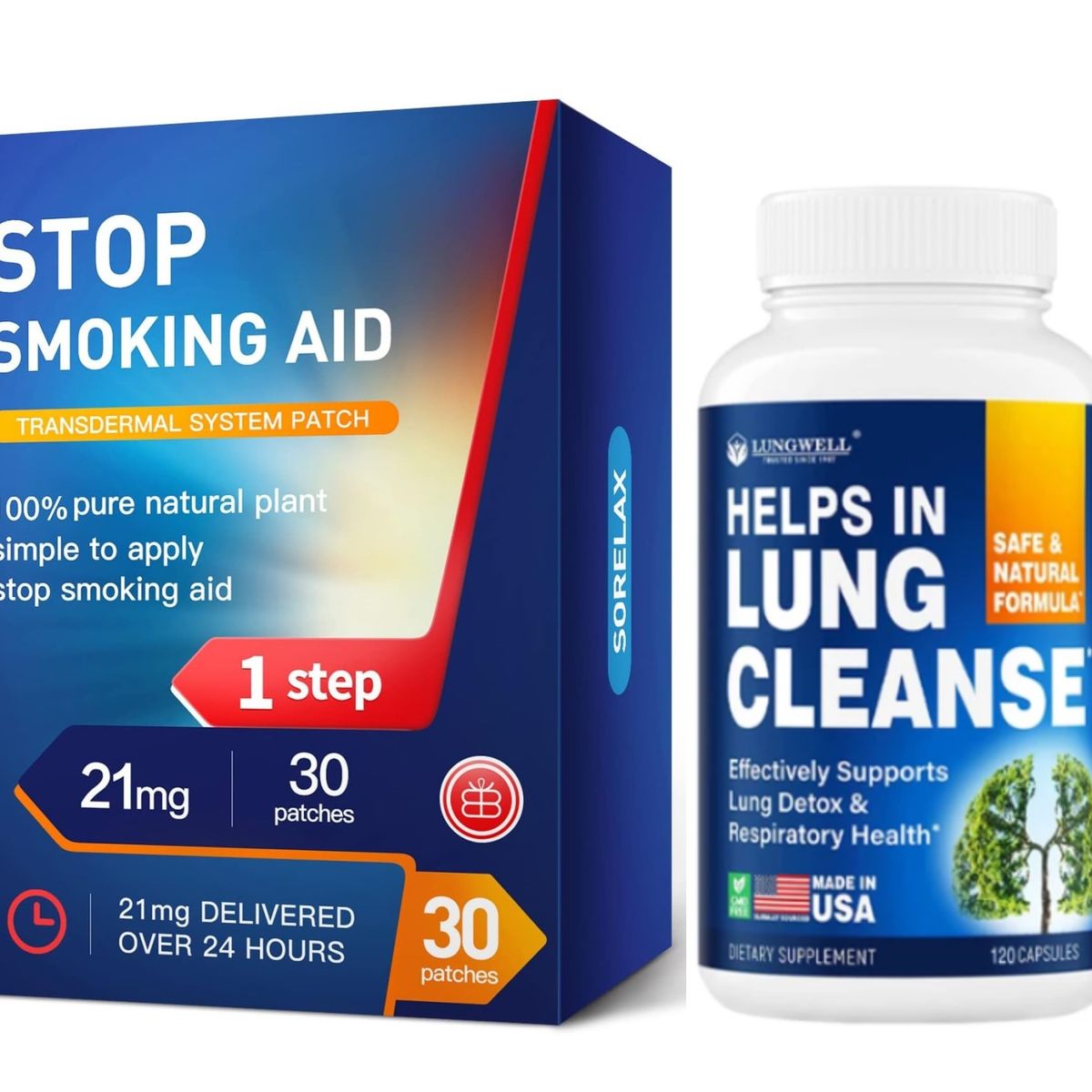 GENERICO - Parches Sorelax Cq 21mg Step 1 Dejar De Fumar + Lung Cleanse