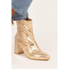 GANDARVA - Botín Mujer De Cuero Guacolda Dorado 7 cm