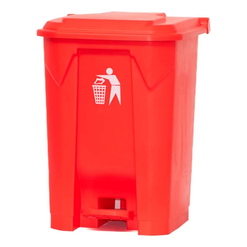 GENERICO - Cubo De Basura Basurero Con Pedal Contenedor 80 Lts Rojo