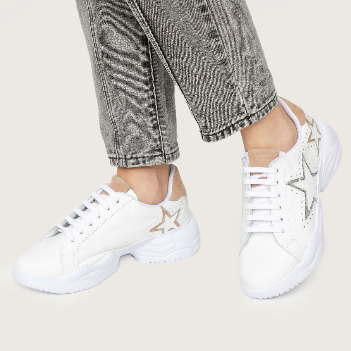 RICKY SARKANY - Ricky Sarkany Zapatilla Urbana Mujer Cuero Blanca