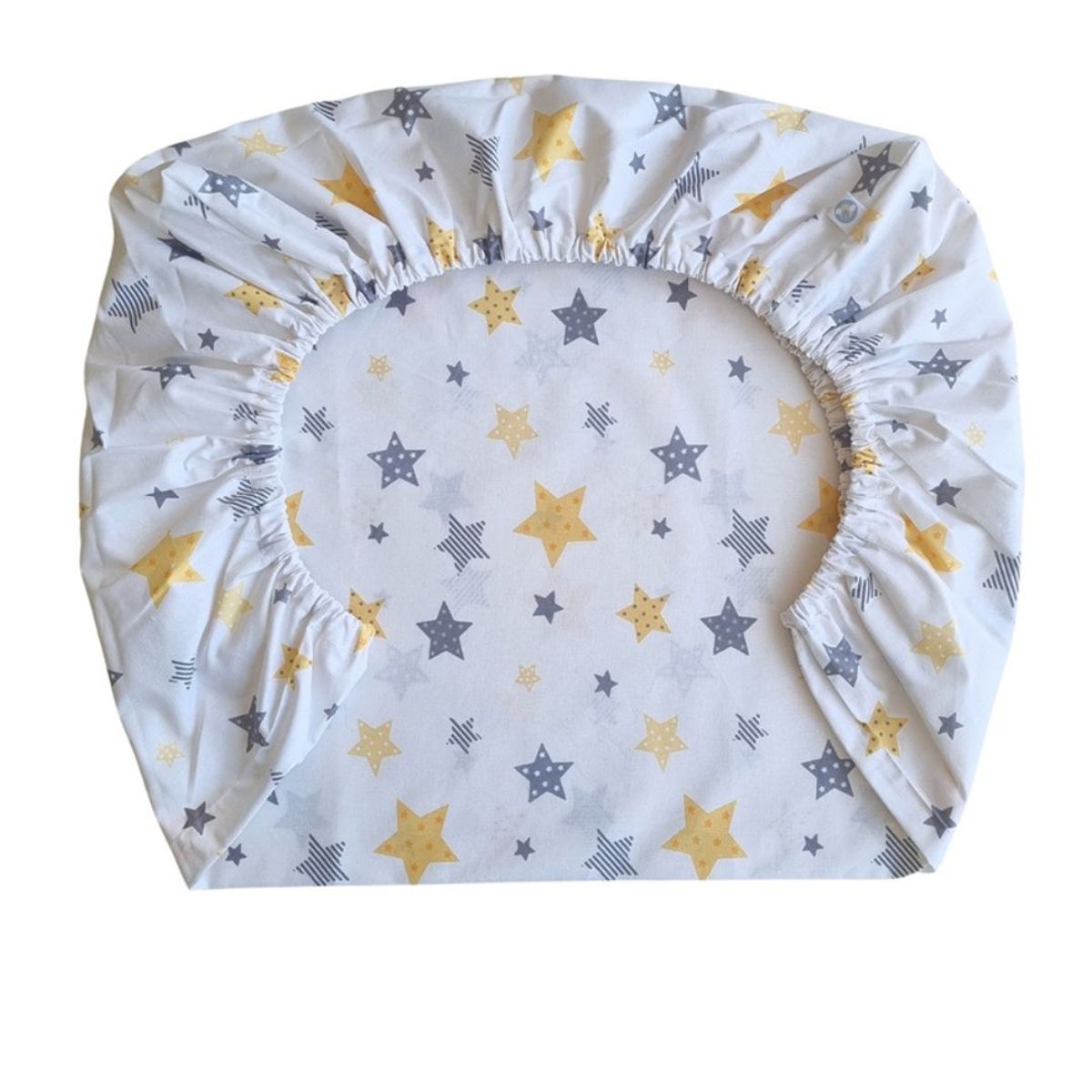GENERICO - Sábana Bajera para Colecho y Funda de Almohada Estrellas Amarillas