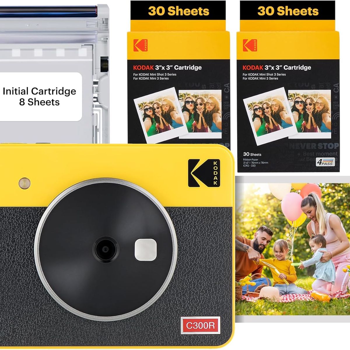 KODAK - Cámara e Impresora Fotográfica Kodak Mini Shot 3 Retro + 60 Papeles