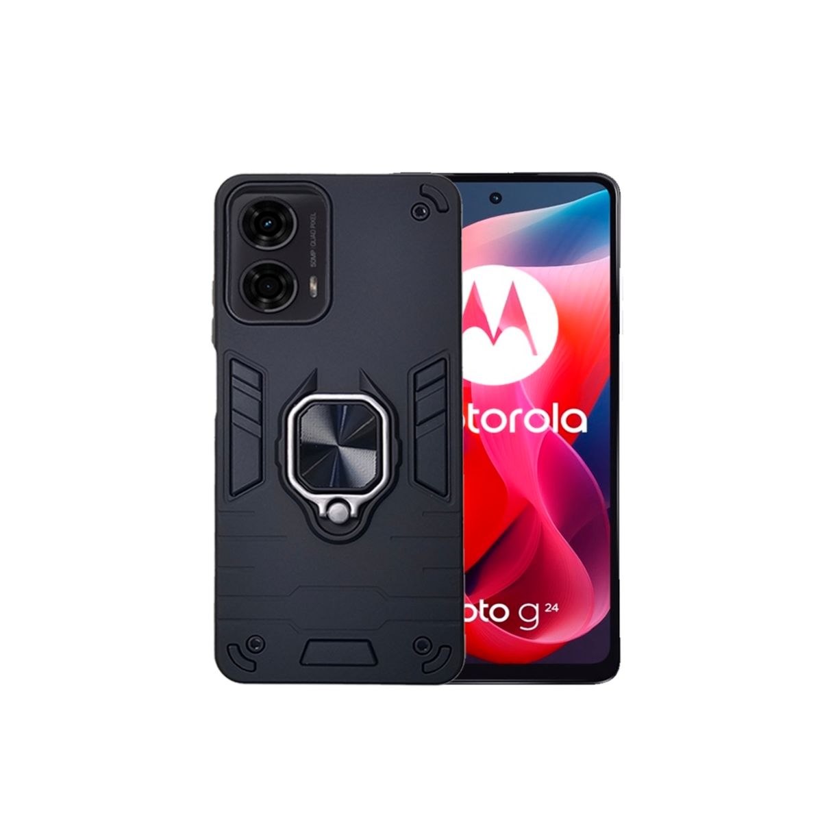 GENERICO - CARCASA ANILLO ANTIGOLPE PARA CELULAR MOTOROLA G04 COLOR NEGRO