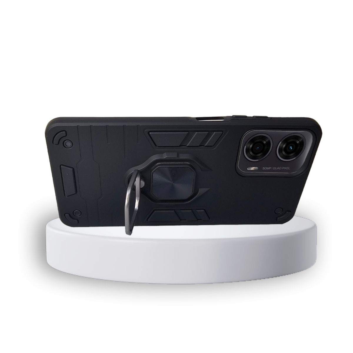 GENERICO - CARCASA ANILLO ANTIGOLPE PARA CELULAR MOTOROLA G04 COLOR NEGRO