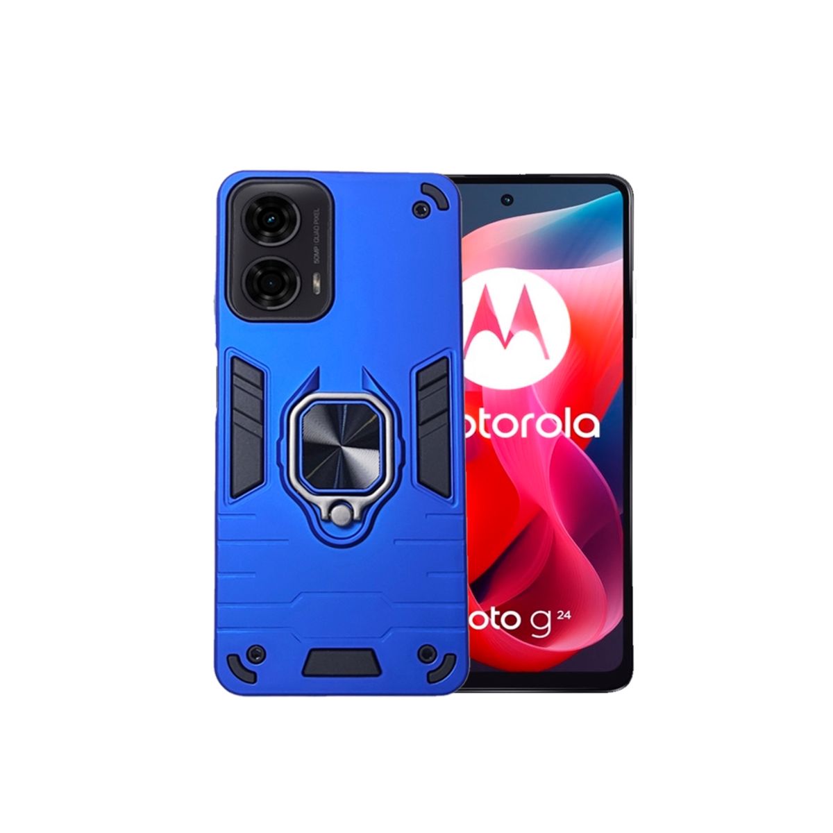 GENERICO - CARCASA ANILLO ANTIGOLPE PARA CELULAR MOTOROLA G04 COLOR AZUL