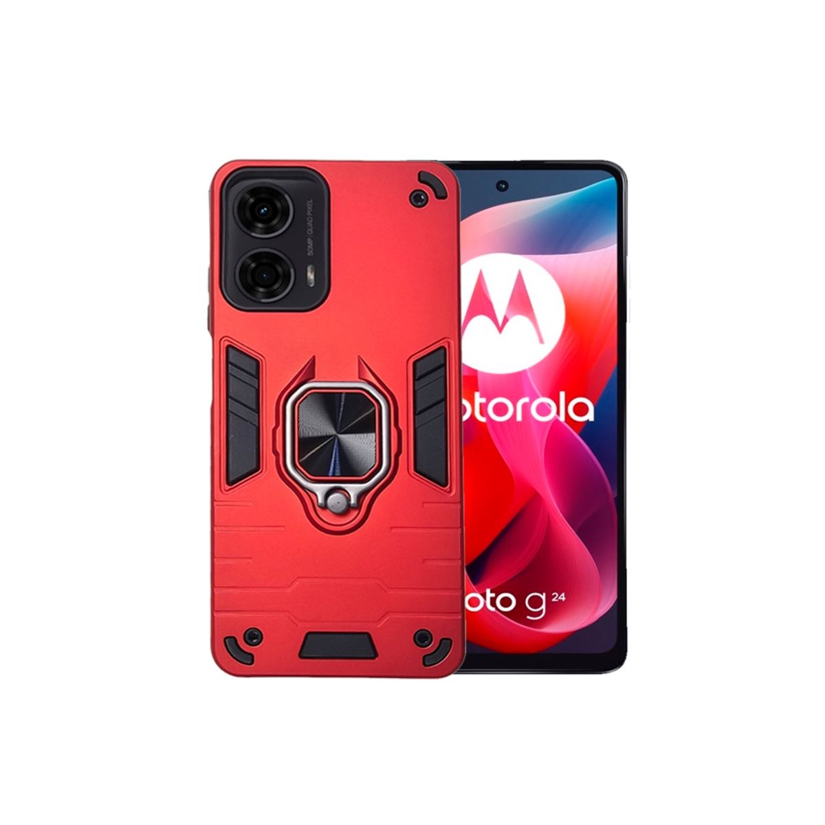 GENERICO - CARCASA ANILLO ANTIGOLPE PARA CELULAR MOTOROLA G04 COLOR ROJO