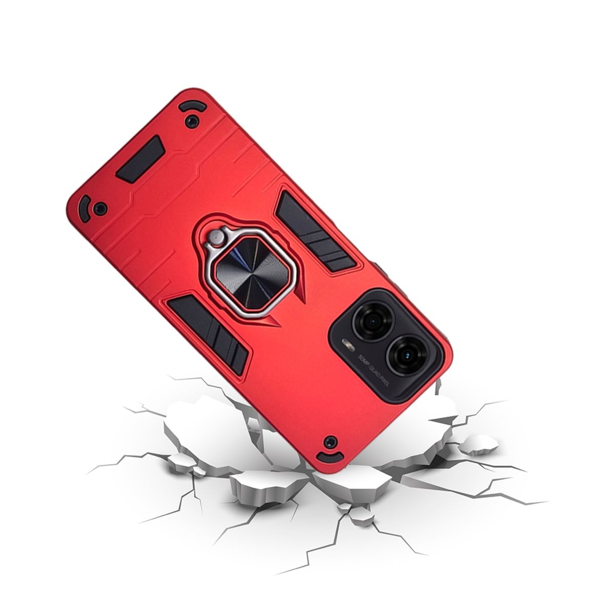 GENERICO - CARCASA ANILLO ANTIGOLPE PARA CELULAR MOTOROLA G04 COLOR ROJO