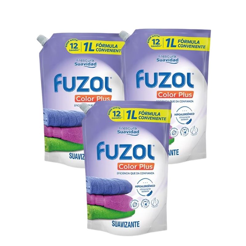 GENERICO - X3 Suavizante Fuzol Color Plus 1litro Frescura Suavidad