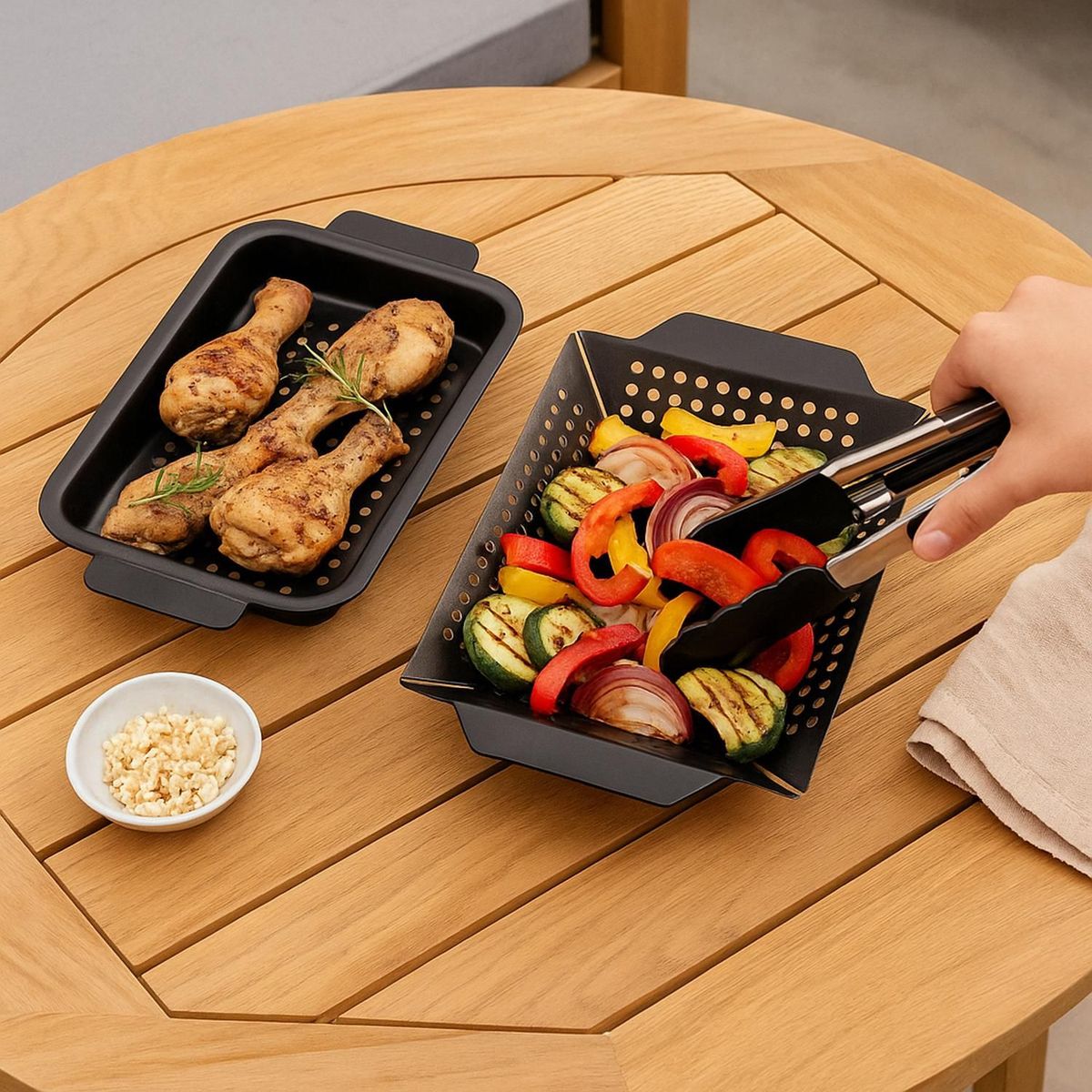 DANGRILL - Pack Bandeja Para Asar Metal 24x20x4 y 34x18x2 cm Dangrill