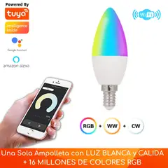 D MOTICA - Ampolleta E14 Wifi Inteligente 5W 220V Blancos + Colores RGB