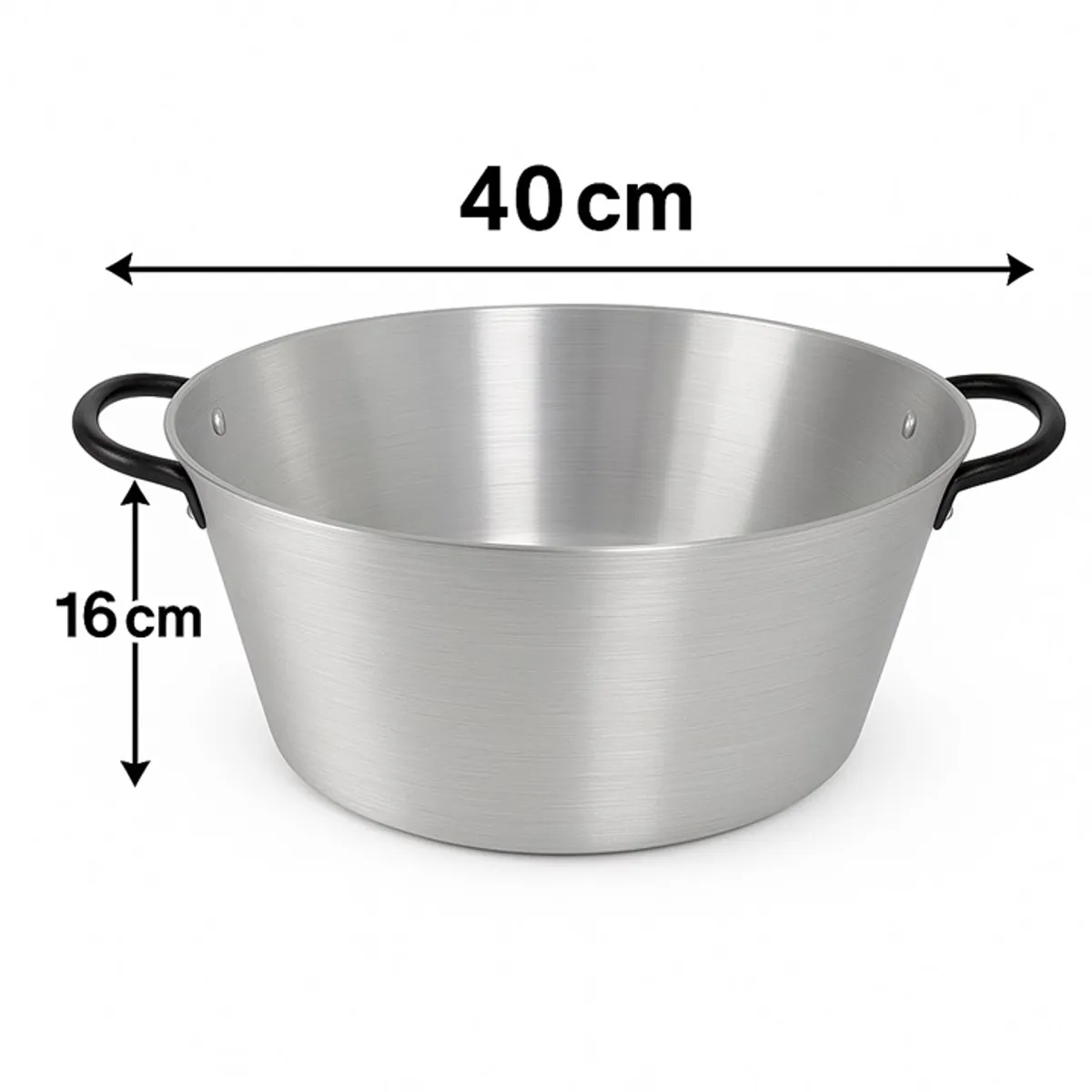 GENERICO - Paila De Aluminio Para Freír 40cm Grande Con Asas