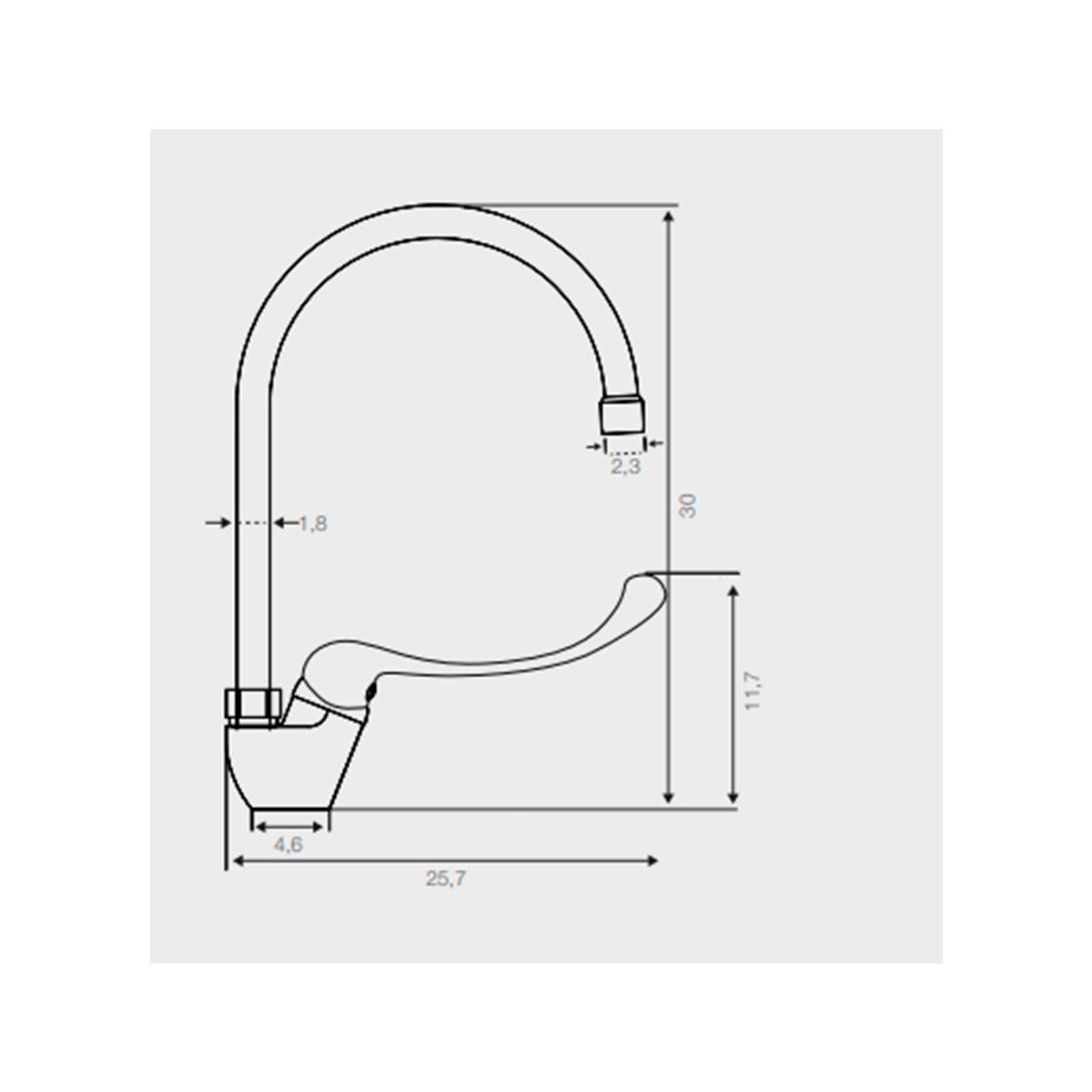 FANALOZA - Monomando lavamanos cuello cisne gerontología 35mm Fanaloza