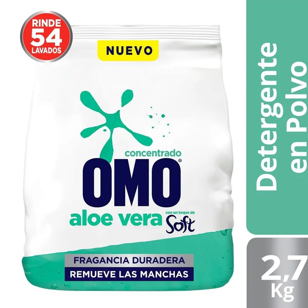 OMO - Detergente Omo Polvo Frescura Aloe Vera Toque De Soft 27kg