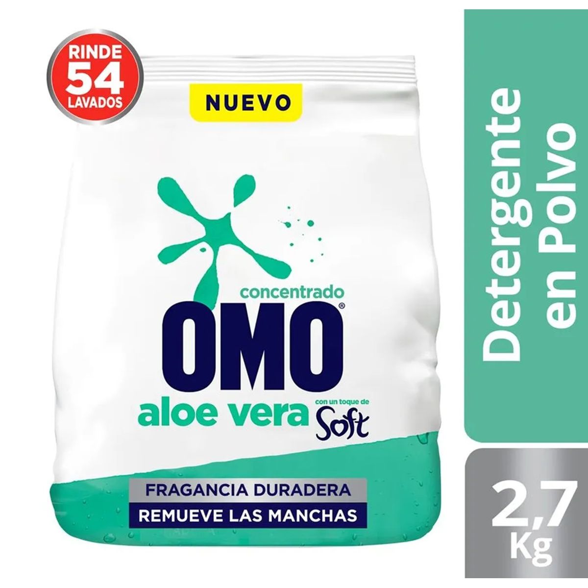 OMO - Detergente Omo Polvo Frescura Aloe Vera Toque De Soft 27kg