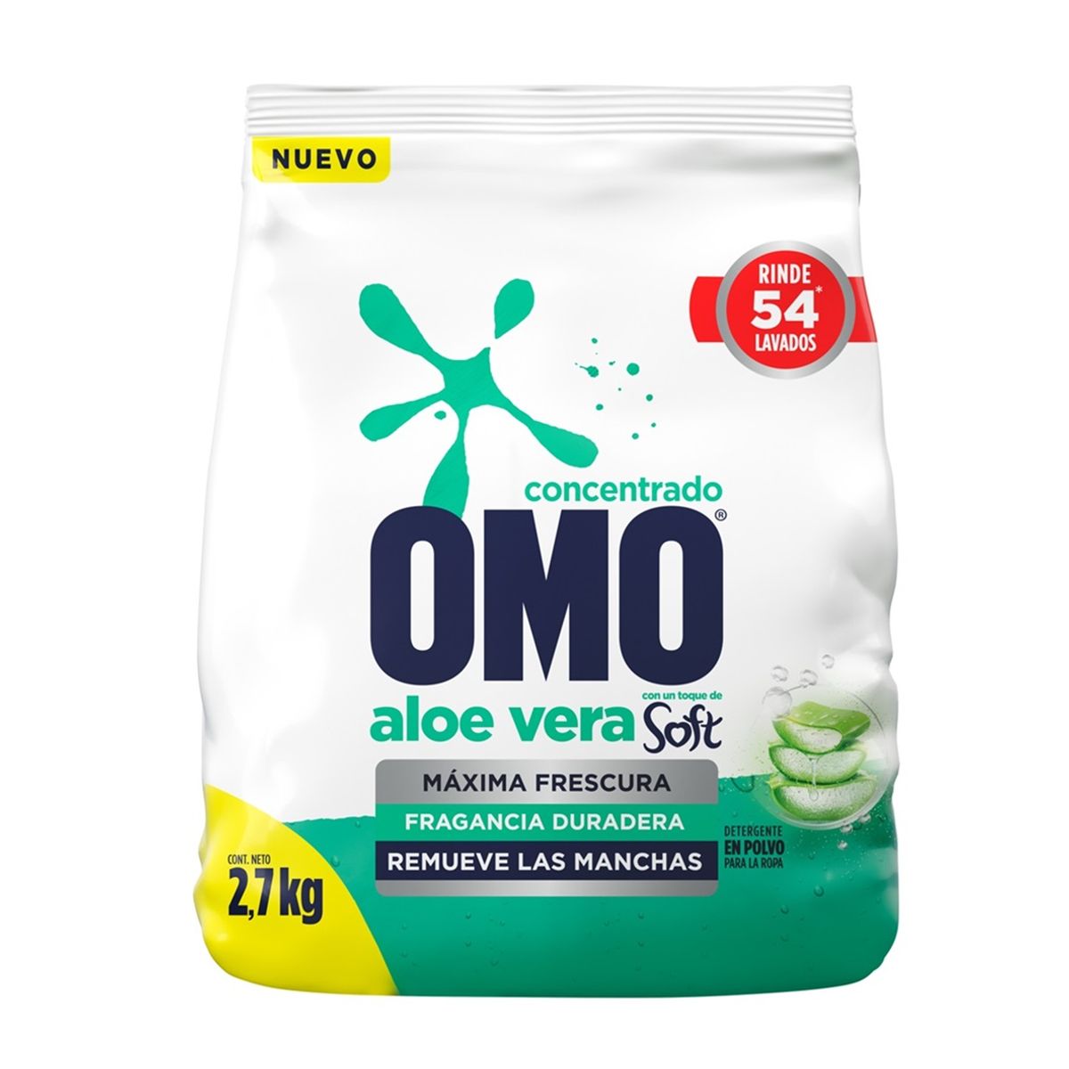OMO - Detergente Omo Polvo Frescura Aloe Vera Toque De Soft 27kg