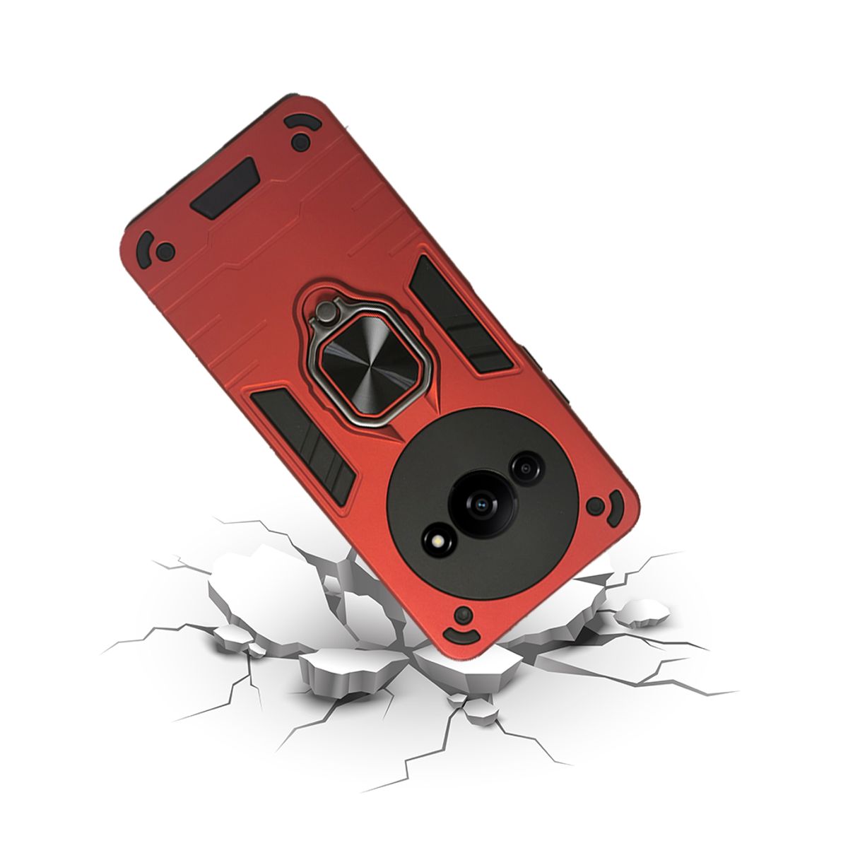 GENERICO - CARCASA ANILLO ANTIGOLPE PARA CELULAR XIAOMI REDMI A3 COLOR ROJO