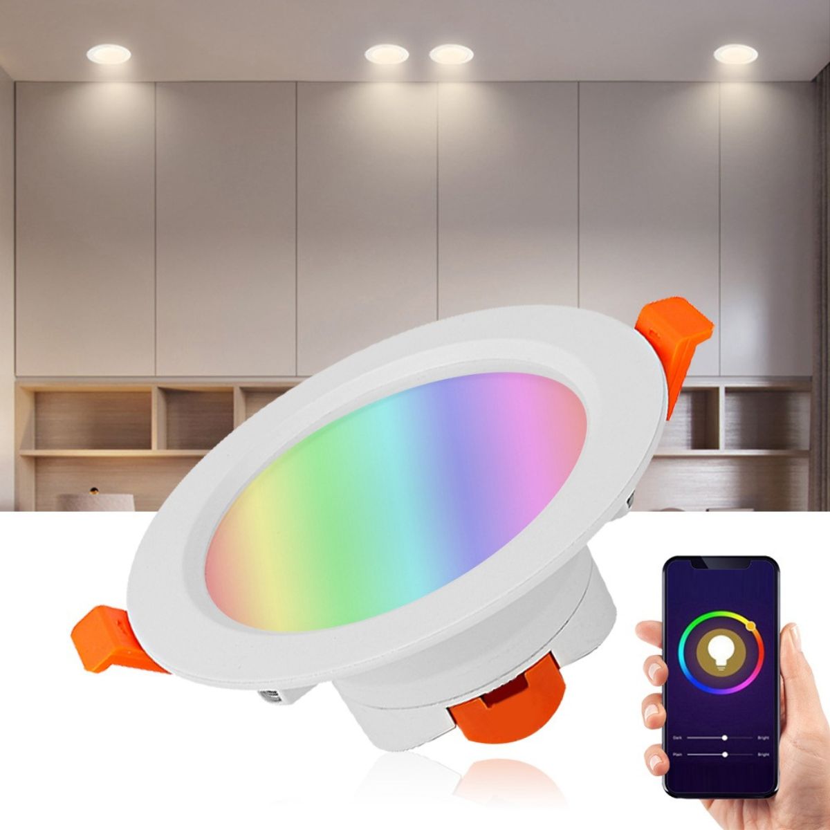 D MOTICA - Foco Led Embutido Wifi Inteligente 220v 7w Blancos y Color Rgb