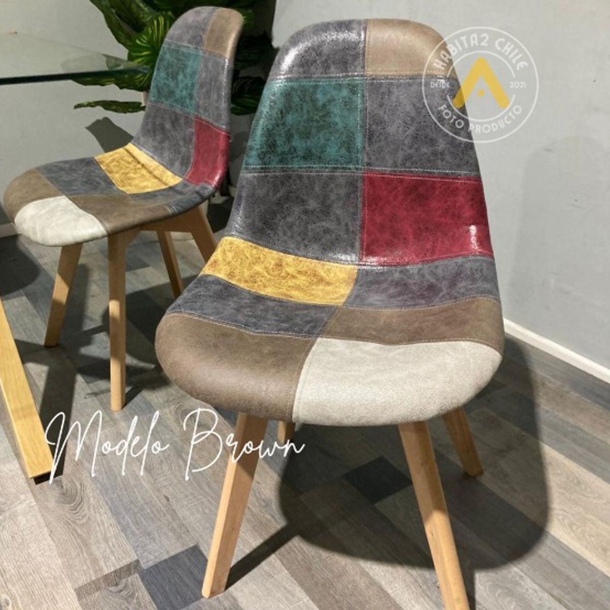 HABITA2 CHILE - Silla Patch Wood Cuero - Brown