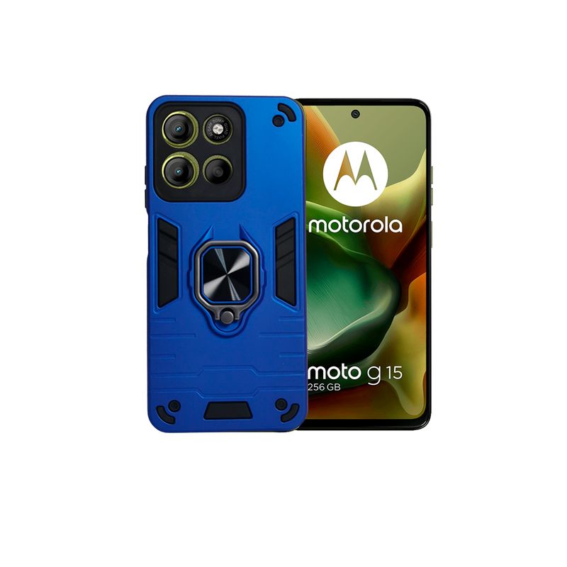 GENERICO - CARCASA ANILLO ANTIGOLPE PARA CELULAR MOTOROLA G15 COLOR AZUL