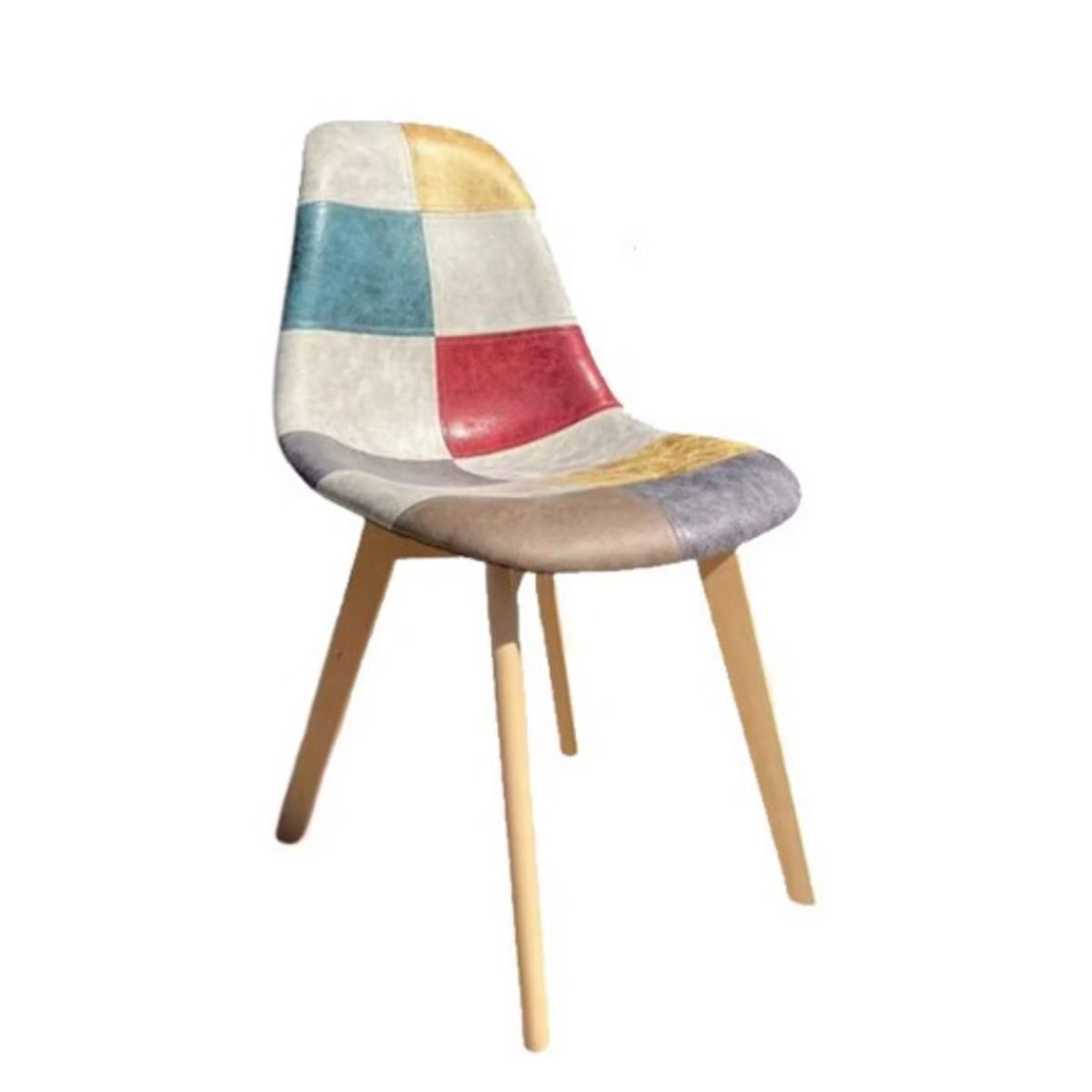 HABITA2 CHILE - Silla Patch Wood Cuero - Beige