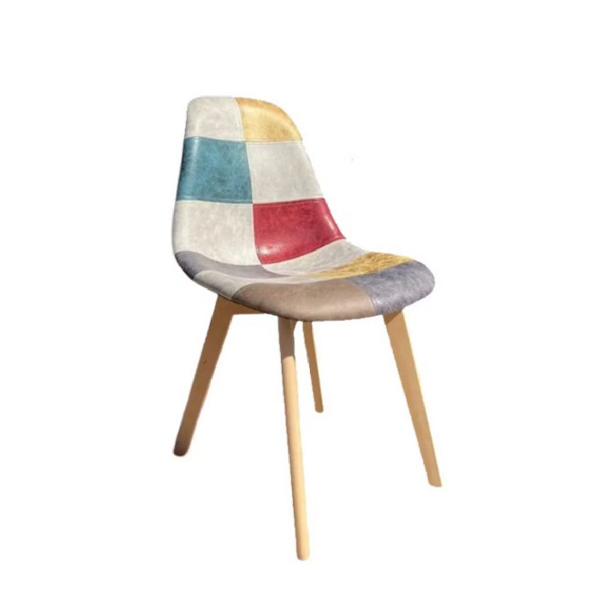 HABITA2 CHILE - Silla Patch Wood Cuero - Beige