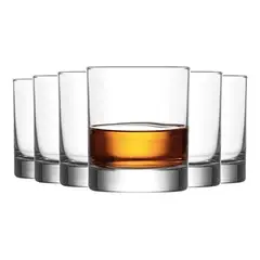 LAV - 6 Vasos De Whisky Vidrio / Vasos Bajo 305ml Premium Color Transparente