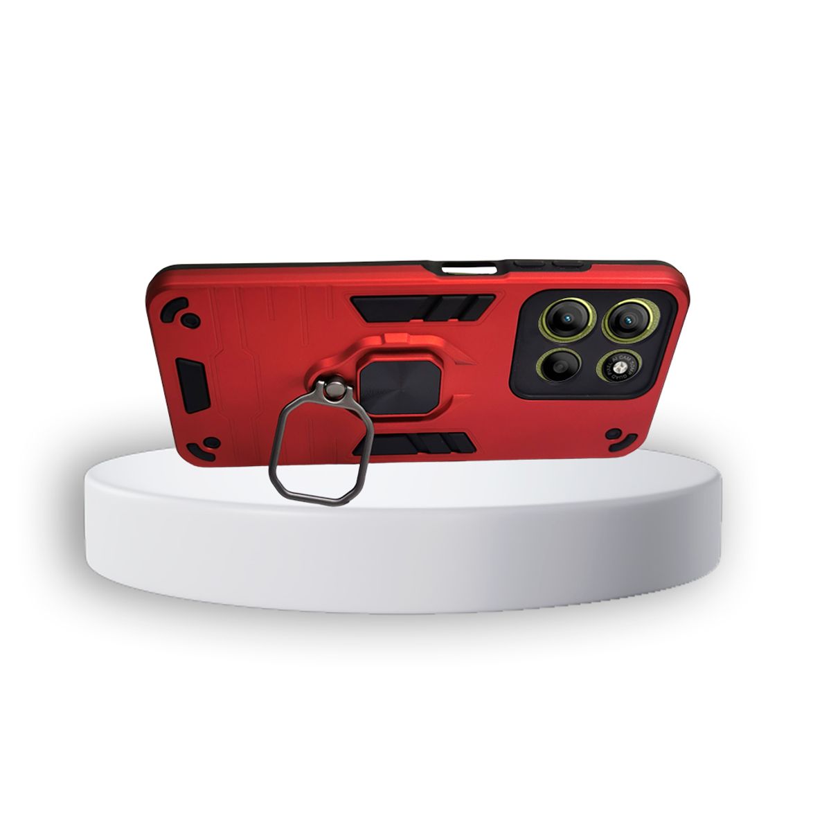 GENERICO - CARCASA ANILLO ANTIGOLPE PARA CELULAR MOTOROLA G15 COLOR ROJO